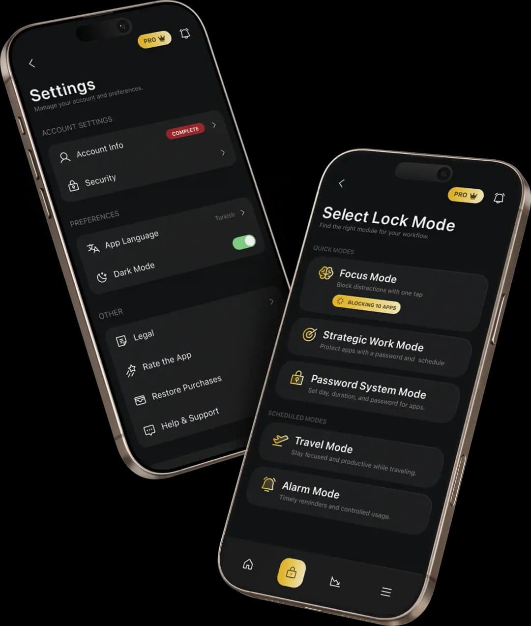 Lock&Key app interface and features