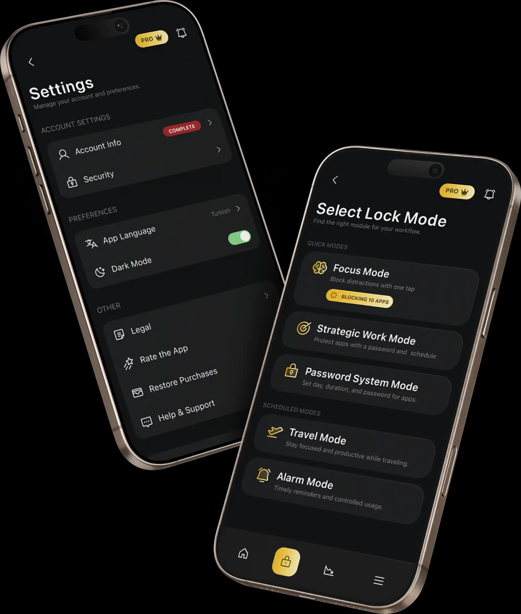 Lock&Key app interface and features