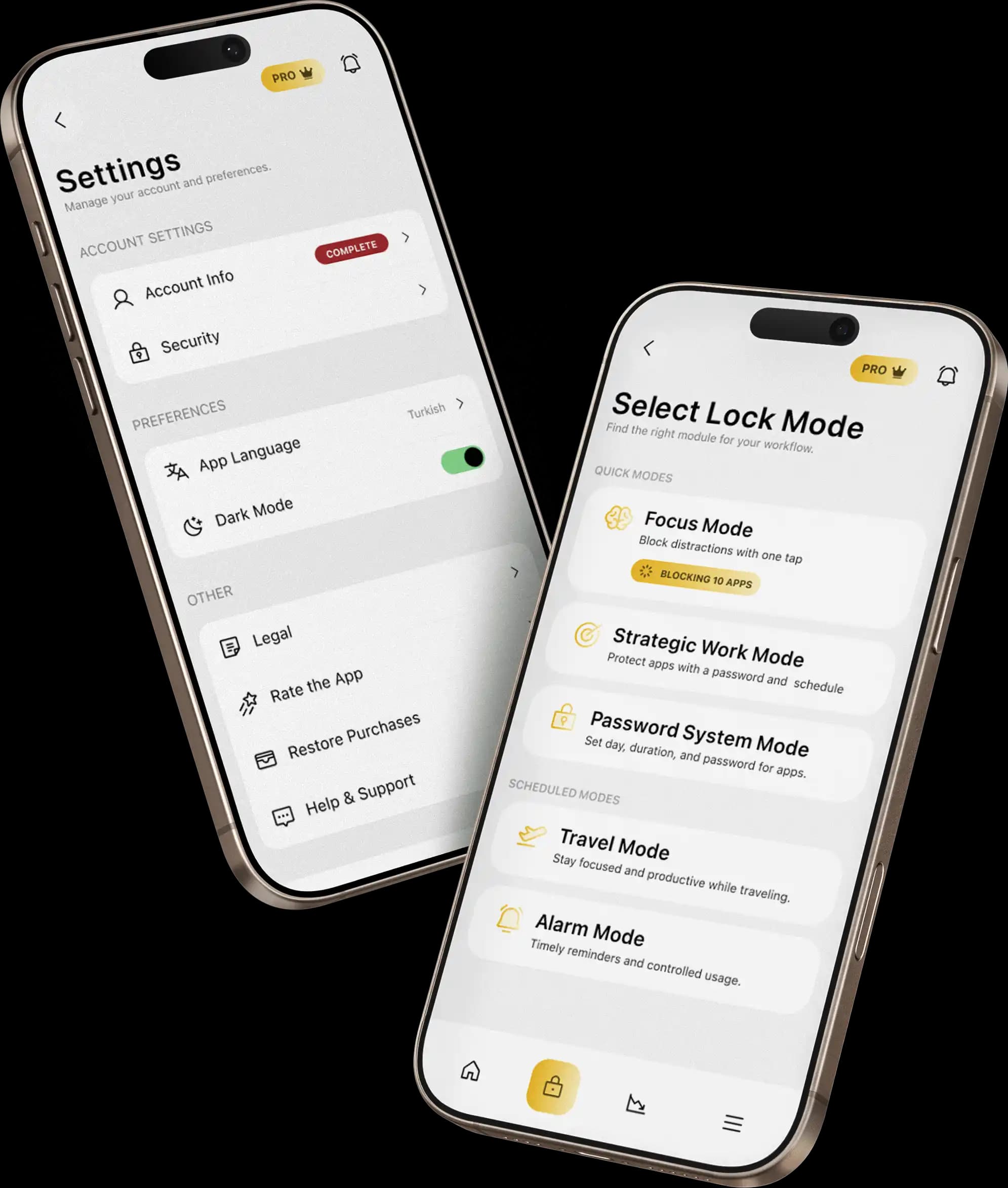 Lock&Key app interface and features
